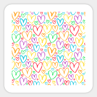 Rainbow Colorful Hearts Pattern Sticker